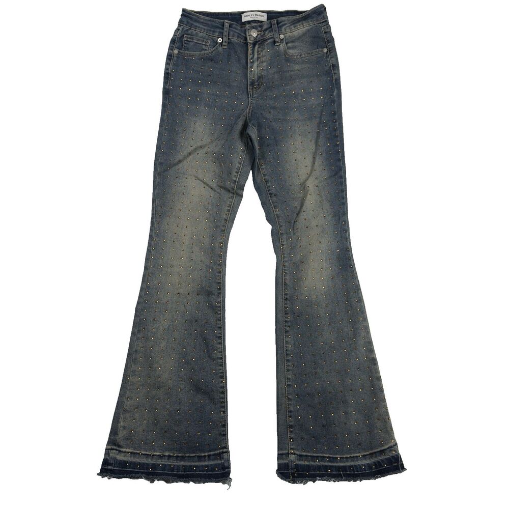 Ashley Mason Premium Amro Jeans Womens Size 9/29 (28x31 Fit) Studded Flare